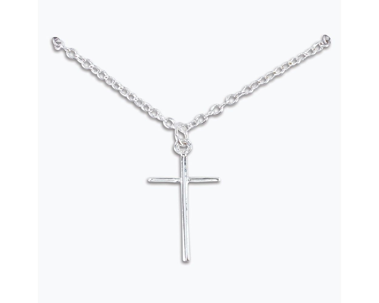 Periwinkle Silver Cross Necklace