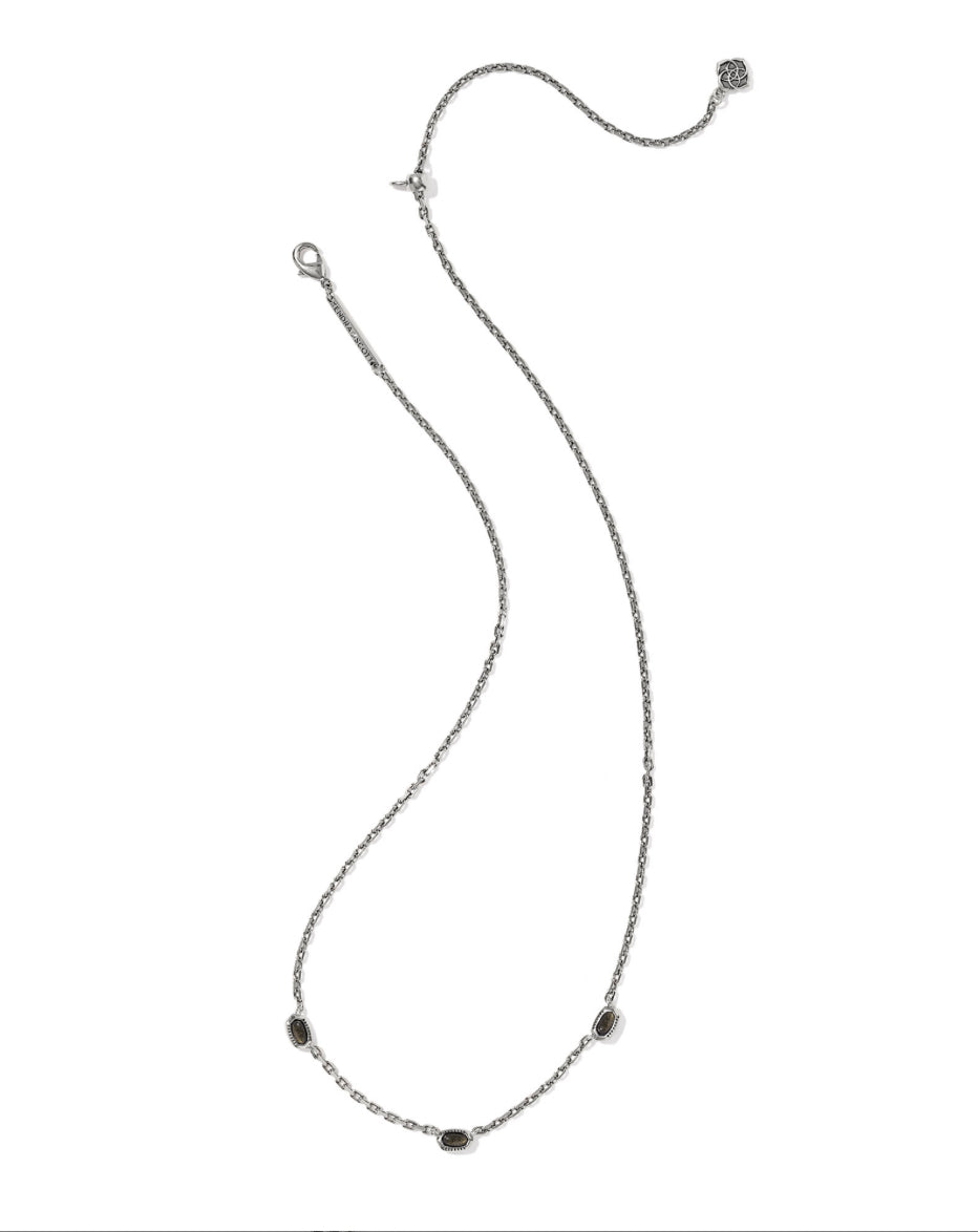 KENDRA SCOTT MINI ELISA THREE STRAND SILVER GOLDEN OBSIDIAN