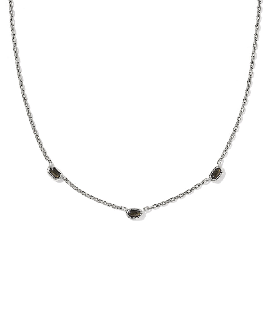 KENDRA SCOTT MINI ELISA THREE STRAND SILVER GOLDEN OBSIDIAN