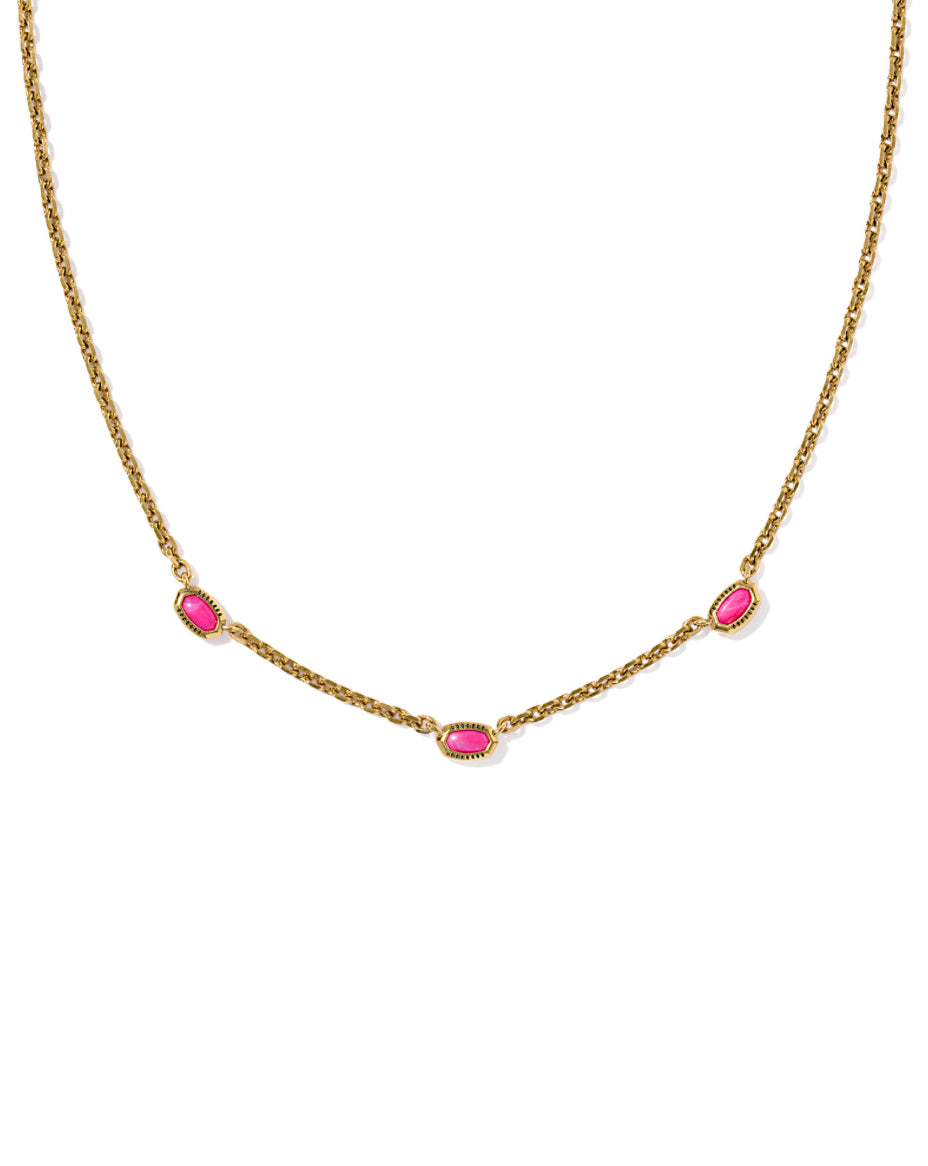 KENDRA SCOTT MINI ELISA THREE STRAND GOLD FUCHSIA