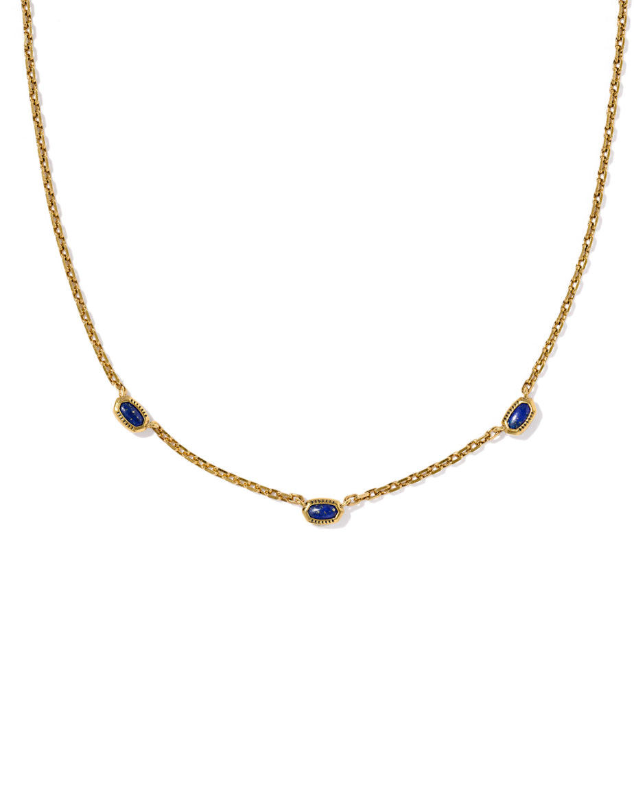 KENDRA SCOTT MINI ELISA THREE STRAND GOLD BLUE LAPIS