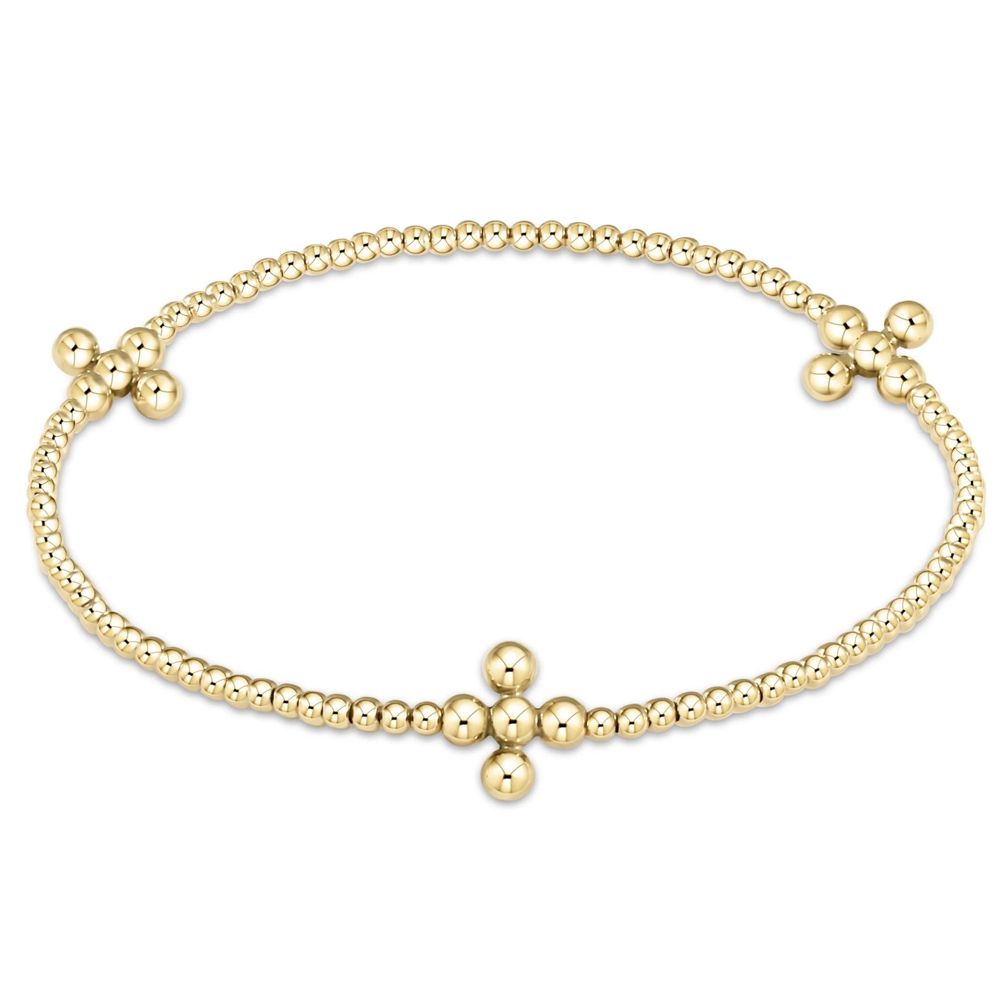 ENEWTON BEADED 3MM GOLD SIGNATURE CROSS 2MM GOLD BRACELET