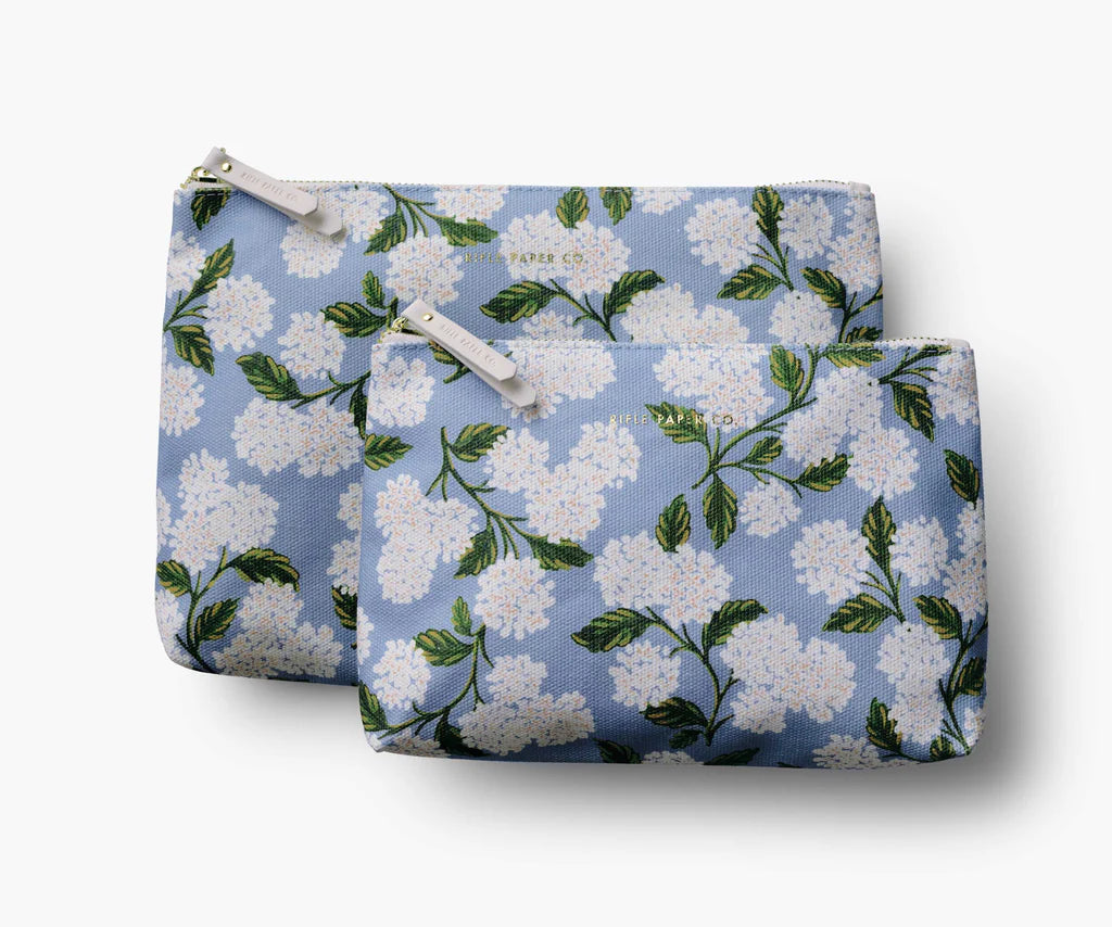 Rifle Paper Co. Hydrangea Zippered Pouch Set