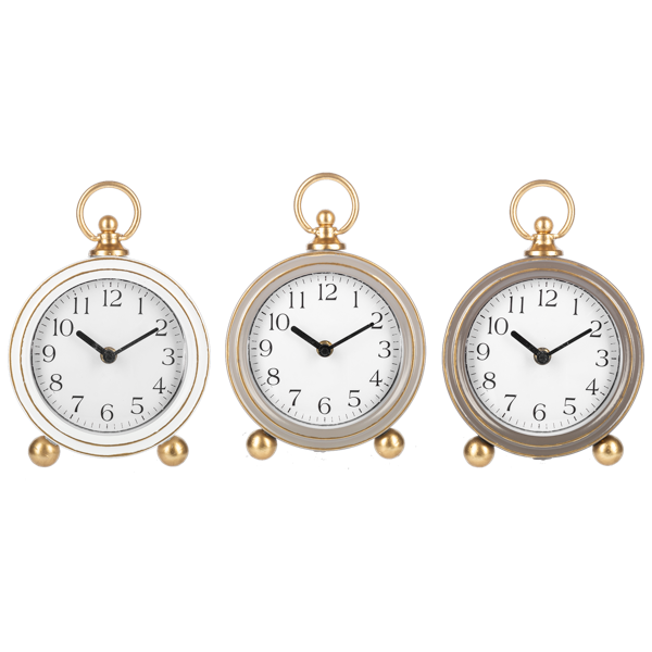 Round Desk Clock with Gold Accent
