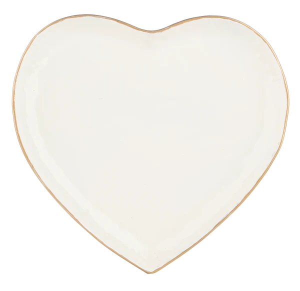 Ivory Heart Tray with Gold Edge Set of 2