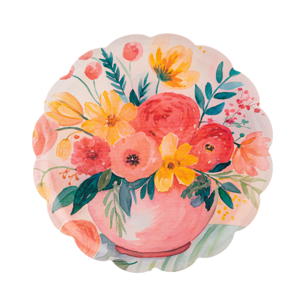 Small Floral Bouquet Scallop Edge Tray