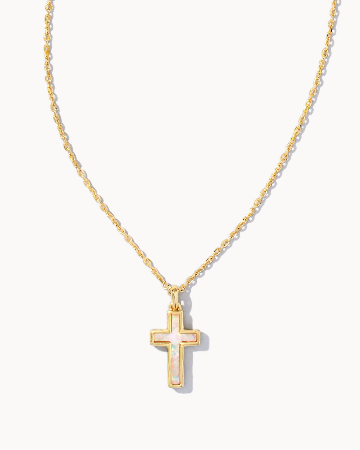 KEDNRA SCOTT CROSS PENDANT NECKLACE GOLD WHITE OPAL