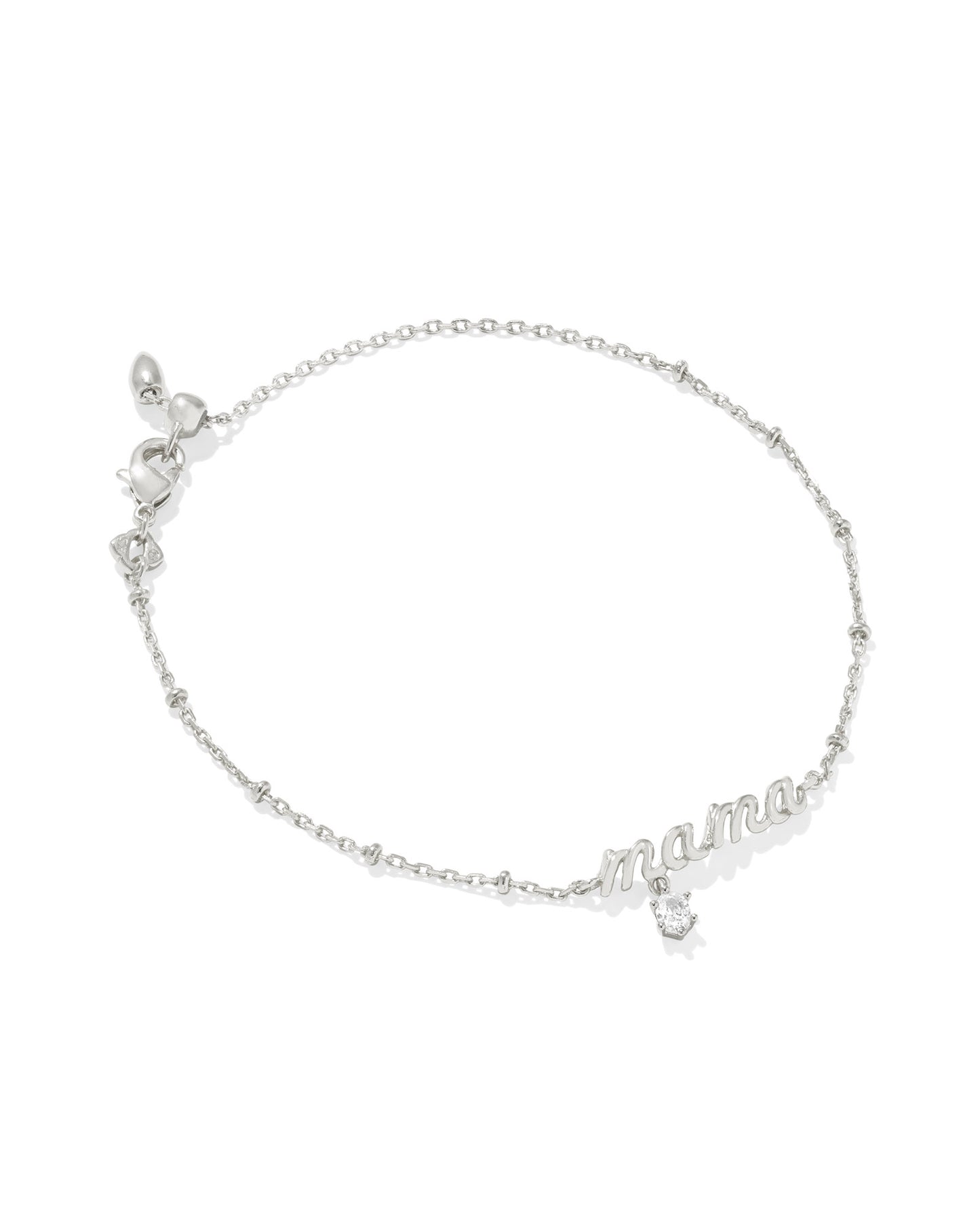MAMA CRYSTAL DELICATE CHAIN BRACELET SILVER