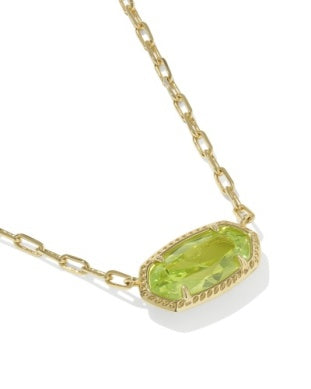 ELISA LUXE SHORT PENDANT NECKLACE GOLD LIGHT GREEN CZ