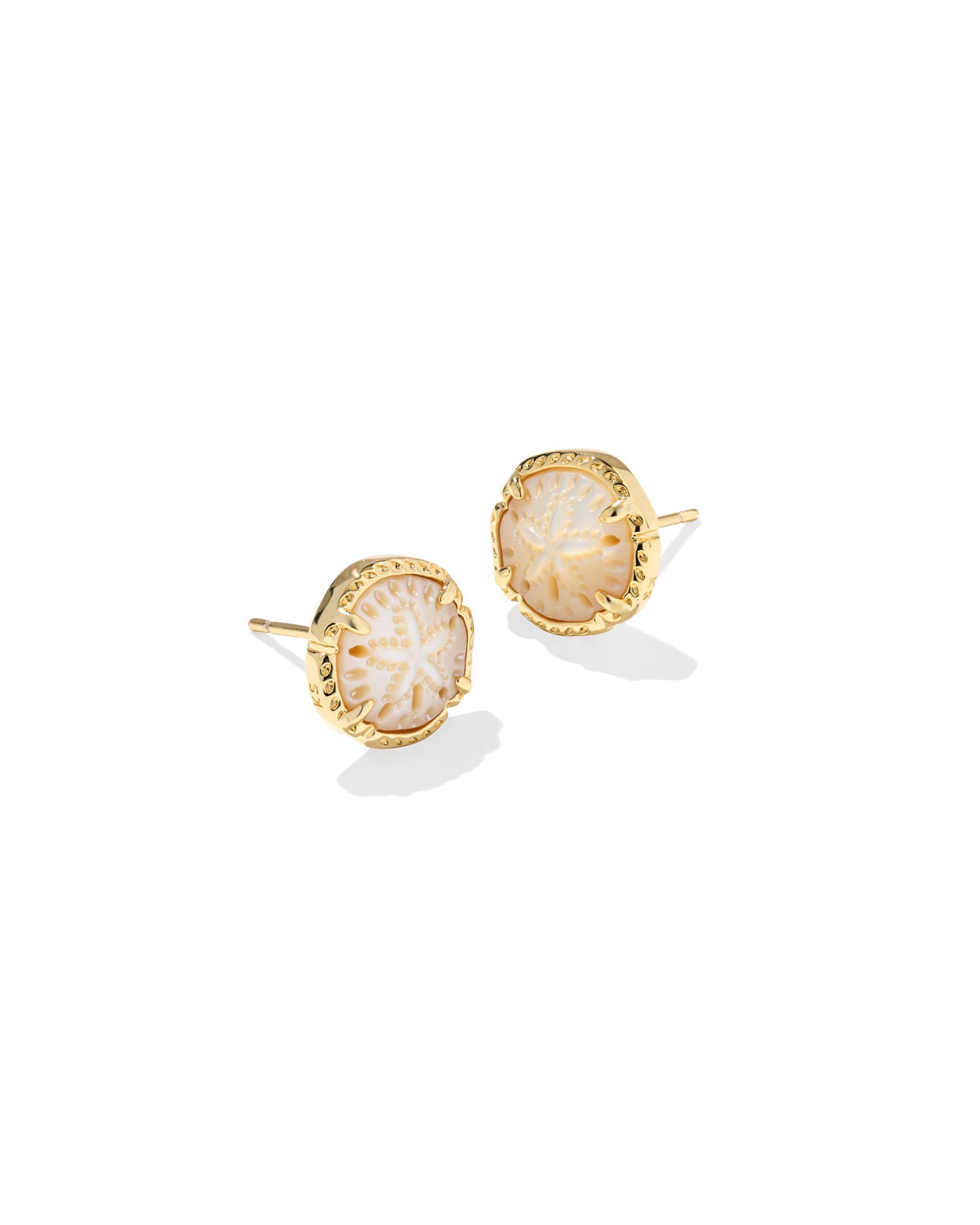 Kendra Scott Sand Dollar Earrings Gold Natural Mother of Pearl