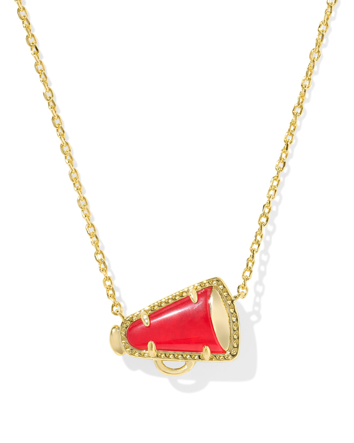 KENDRA SCOTT CHEER SHORT PENDANT NECKLACE GOLD RED ILLUSION