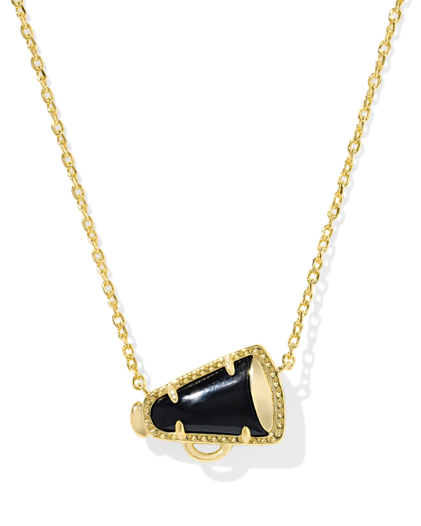 KENDRA SCOTT CHEER SHORT PENDANT NECKLACE GOLD BLACK AGATE