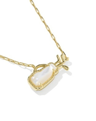 GOLF SHORT PENDANT NECKLACE GOLD IVORY MOTHER OF PEARL