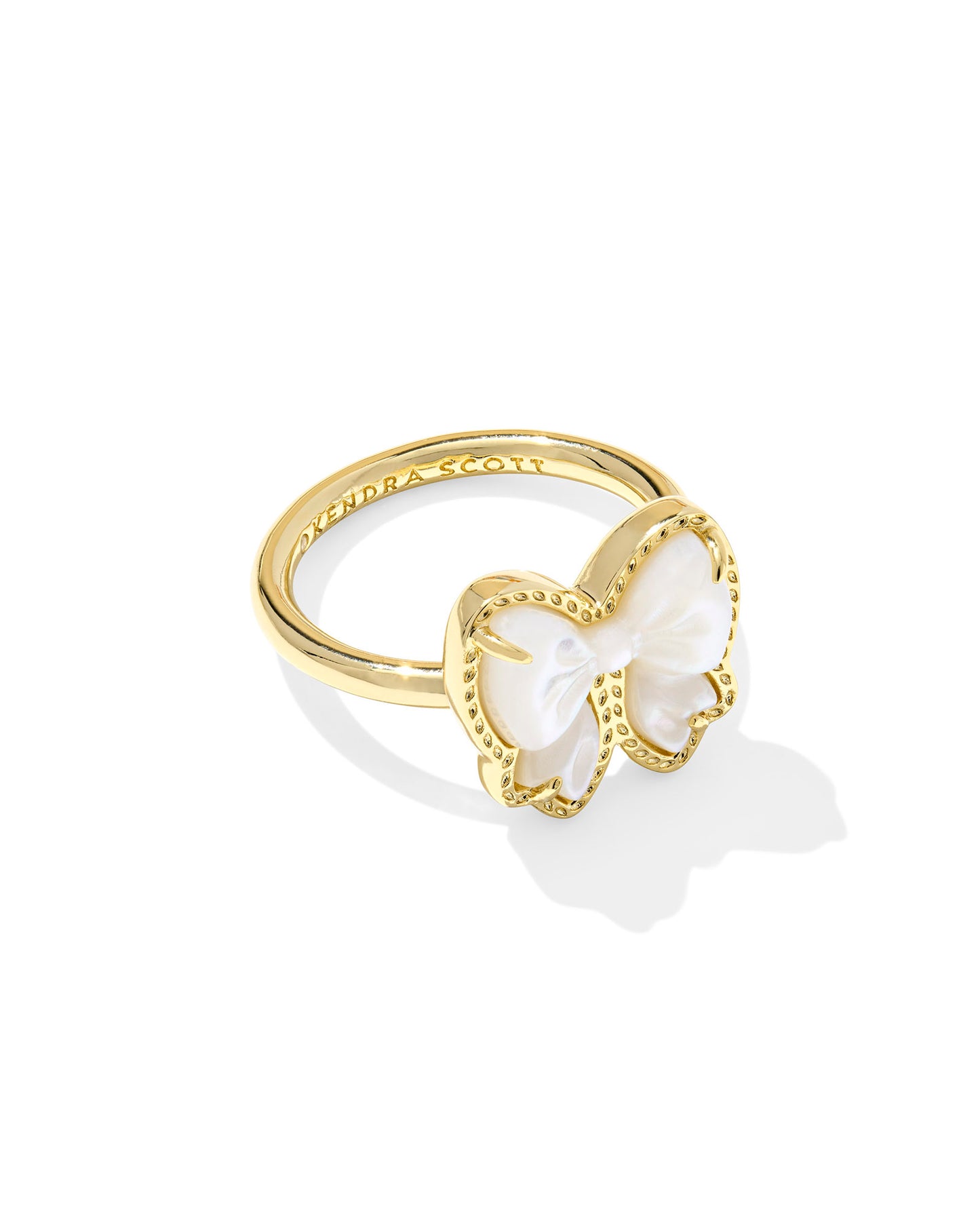 HALEY BOW BAND RING GOLD IVORY MOTHER OF PEARL 8