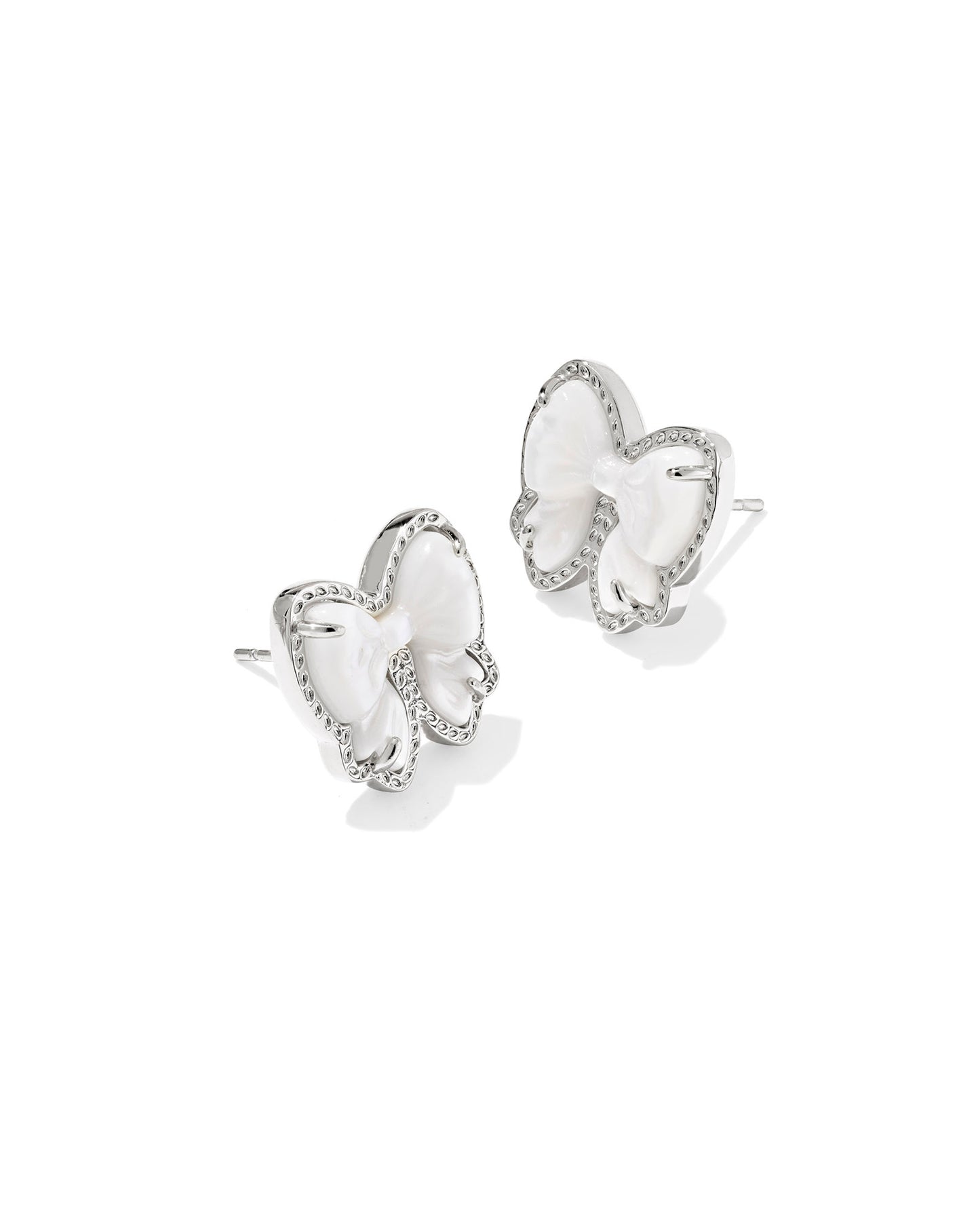 ALEY BOW STUD EARRINGS SILVER IVORY MOTHER OF PEARL