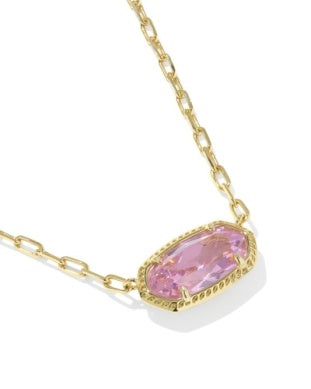 ELISA LUXE SHORT PENDANT NECKLACE GOLD LIGHT PINK CZ