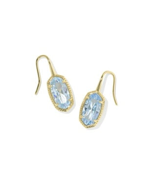 LEE LUXE DROP EARRINGS GOLD LIGHT BLUE CZ