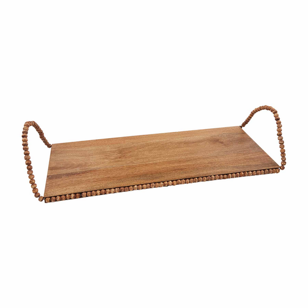 MUDPIE LARGE BEADED HANDLE WOOD TRAY