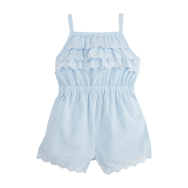Mud Pie Blue Stripe Eyelet Toddler Romper