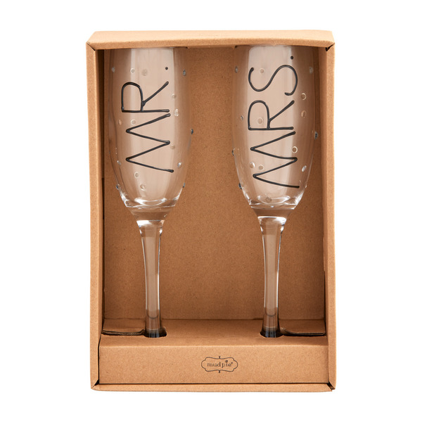 Mud Pie Mr. And Mrs. Champagne Flute Set