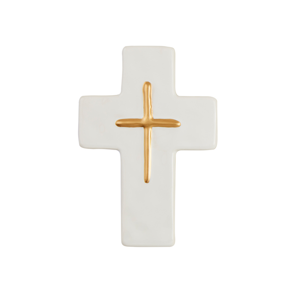 Mud Pie Ceramic Gold Thin Cross