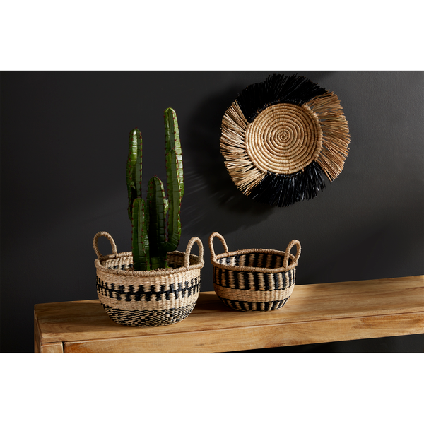 Mud Pie Natural Black Basket Set