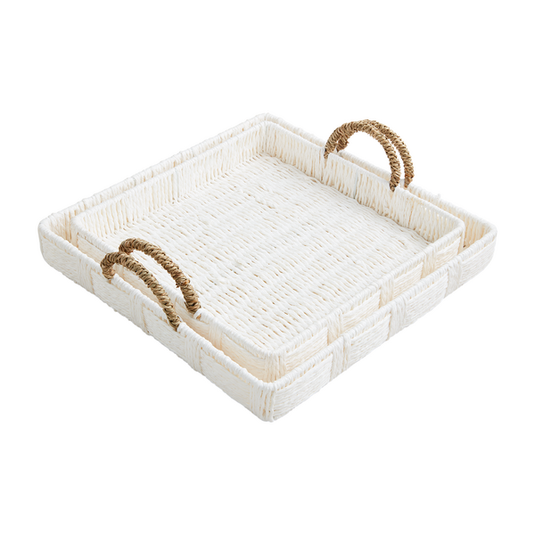 MUDPIE WHITE HOUSE WOVEN TRAYS