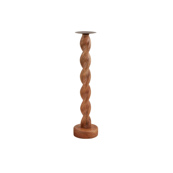 Mud Pie Small Twisted Wood Candlestick