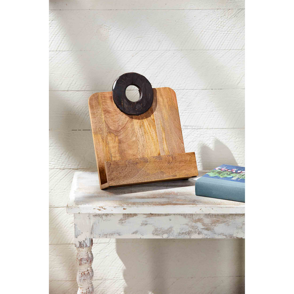 MUD PIE TWO TONE WOOD COOKBOOK HOLDER