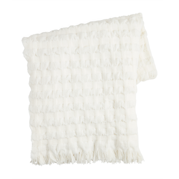 MUDPIE WHITE WOVEN WAFFLE THROW