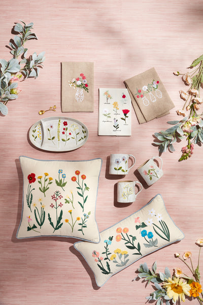 Mud Pie Flower In Vase Embroidered Towel