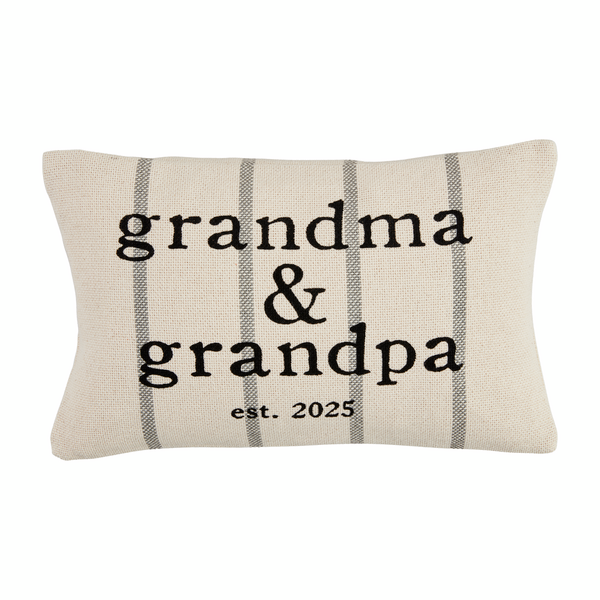Mud Pie Grandma & Grandpa Est 2025 Pillow
