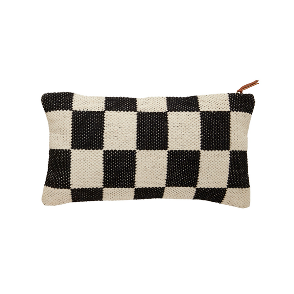 Mud Pie Checkered Lumbar Dhurrie Pillow