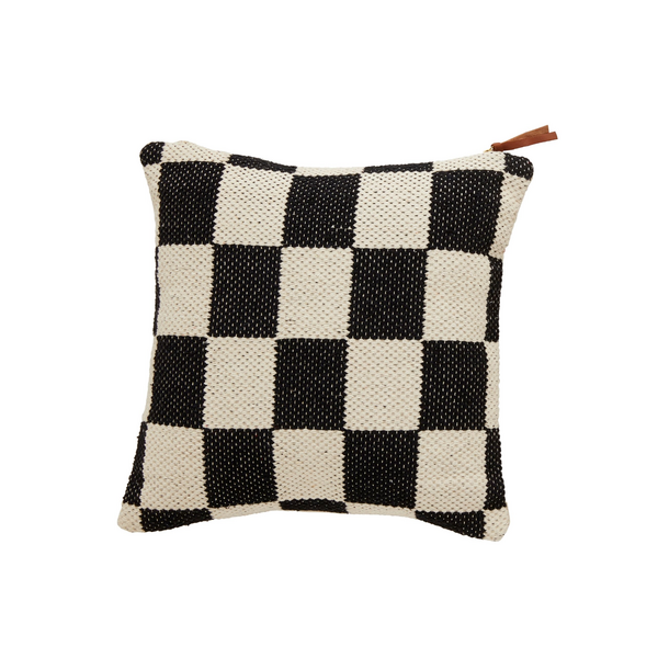 Mud Pie Checkered Square Dhurrie Pillow