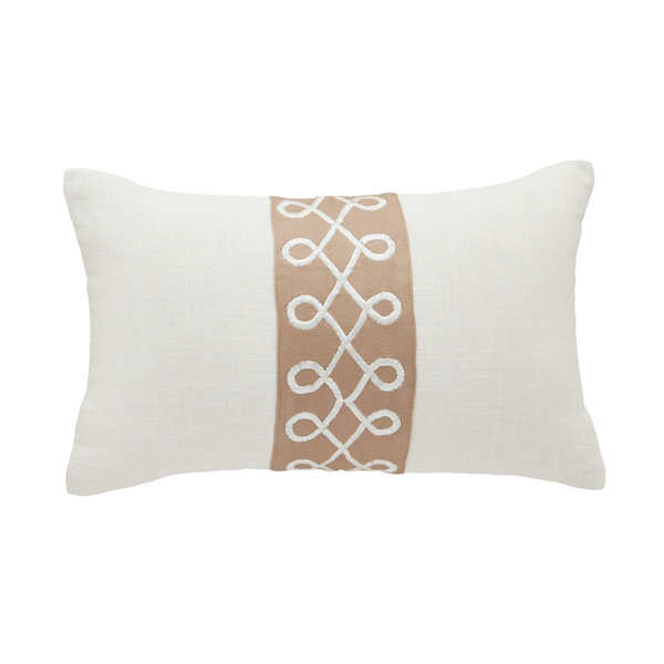 Mud Pie Classic Ribbon Trim Lumbar Pillow