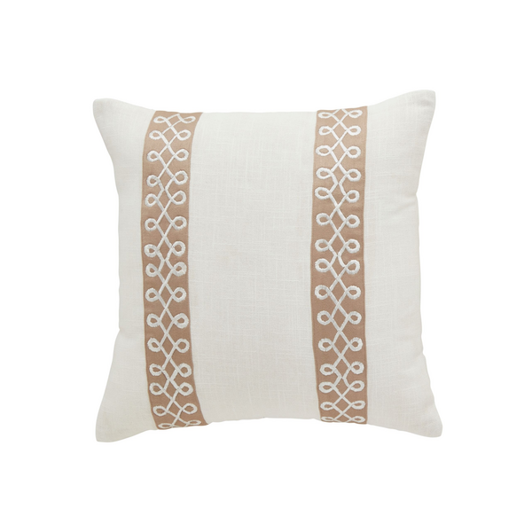 Mud Pie Classic Ribbon Trim Square Pillow