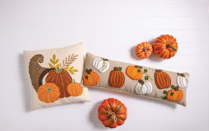 Mud Pie Cornucopia Crewel Pillow
