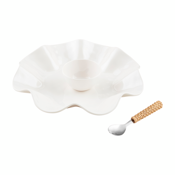 Mud Pie Ruffled Melamine Chip & Dip Set