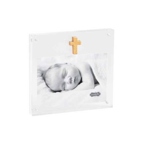 Mud Pie Acrylic Frame With Gold Cross