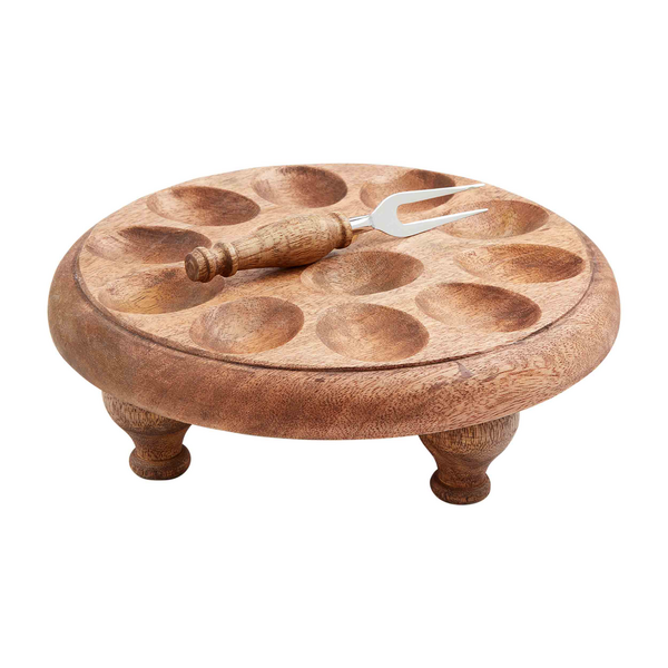 MUDPIE WOOD PEDISTAL DEVIL EGG SET