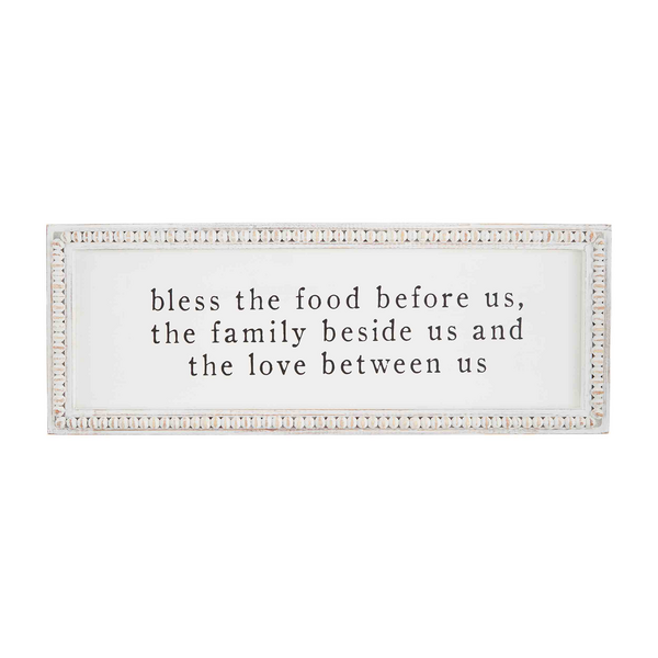 MUDPIE BEADED BLESS WOOD PLAQUE