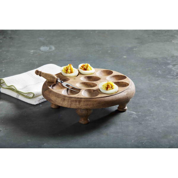 MUDPIE WOOD PEDISTAL DEVIL EGG SET