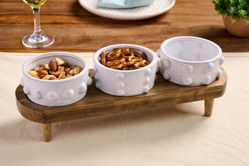 MUDPIE BEADED DIP BOWL WOOD BOARD