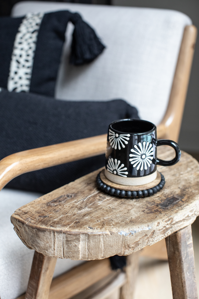 MUDPIE BLACK BEADED COASTERS