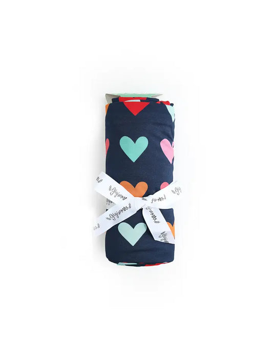 Gigi and Max Bamboo Swaddle Blanket Nursery Hadley Hearts