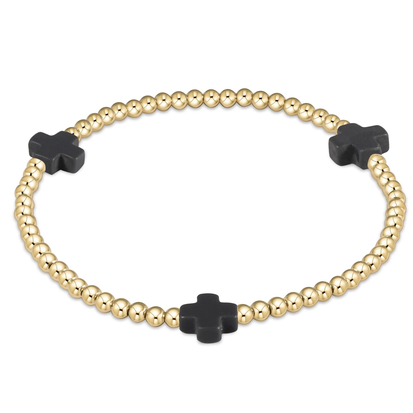 ENEWTON SIGNATURE CROSS 2MM GOLD OYNX BRACELET