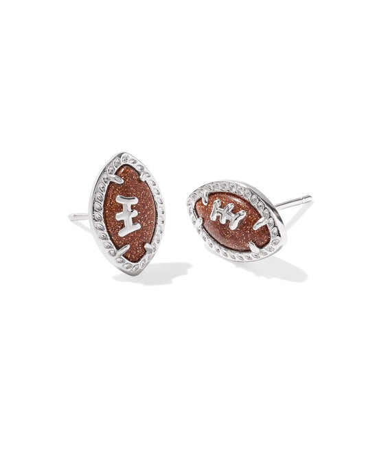 KENDRA SCOTT FOOTBALL STUD EARRINGS SILVER ORANGE GOLDSTONE