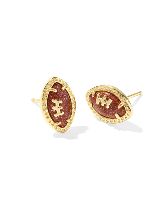 KENDRA SCOTT FOOTBALL STUD EARRINGS GOLD ORANGE GOLDSTONE