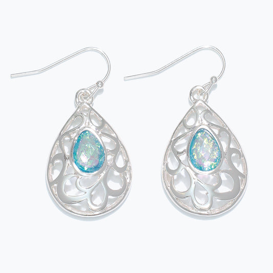 PERIWINKLE IRIDESCENT SILVER EARRINGS