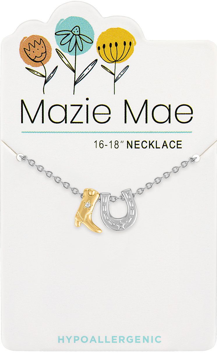 Mazie Mae Silver Two-Toned Boot & Horseshoe Necklace